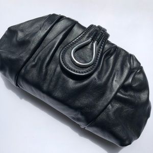 Nine West black soft faux leather clutch NWT